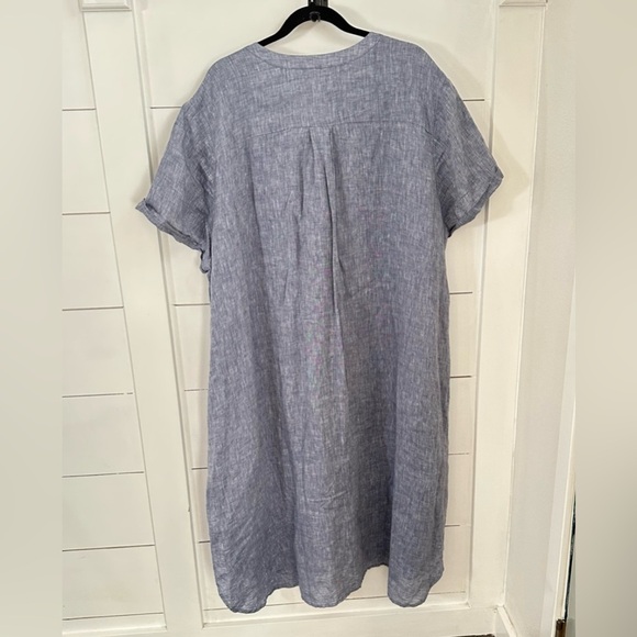 J JILL Love Linen 4X Sheath woman blue button short sleeve midi dress lagenlook - Picture 2 of 12